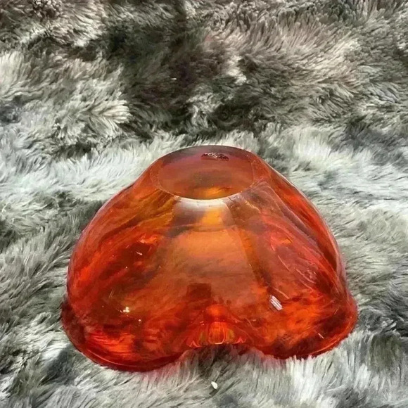 Vintage  Orange Art Glass Bowl - Picture 6 of 16
